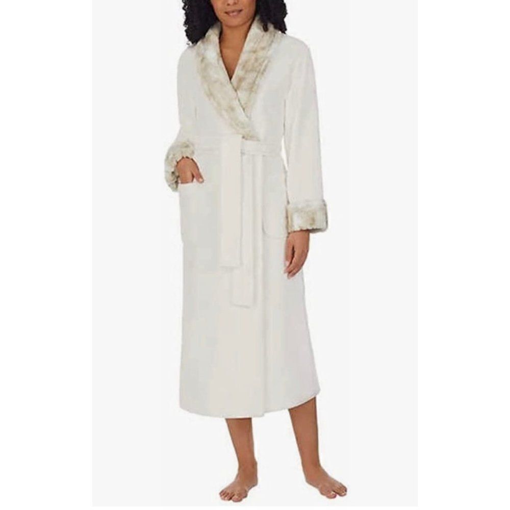 Carole Hochman Cream Plush Faux Fur Robe Size S